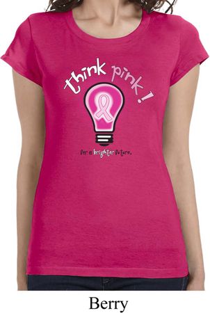Ladies Breast Cancer Shirt Think Pink Longer Length Tee T-Shirt