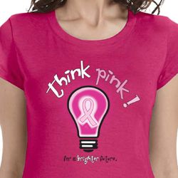 Ladies Breast Cancer Shirt Think Pink Longer Length Tee T-Shirt