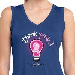 Ladies Breast Cancer Shirt Think Pink Sleeveless Moisture Wicking Tee