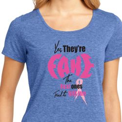 Ladies Breast Cancer Shirt Yes, They're Fake Lace Back Tee T-Shirt