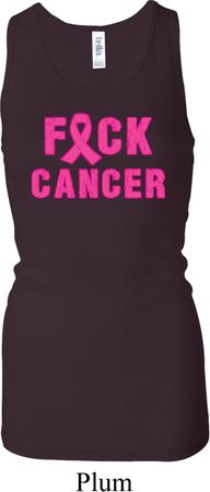 Ladies Breast Cancer Tanktop F*CK Cancer Longer Length Racerback Tank