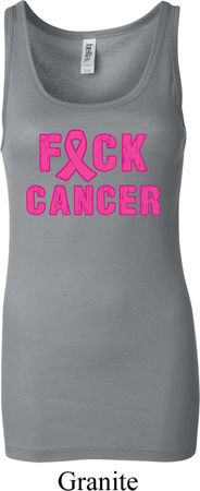 Ladies Breast Cancer Tanktop F*CK Cancer Longer Length Tank Top