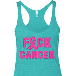 Ladies Breast Cancer Tanktop F*CK Cancer Tri Blend Racerback Tank Top