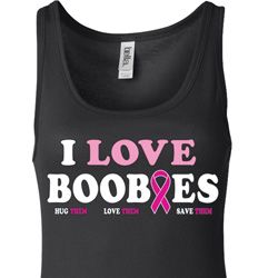 Ladies Breast Cancer Tanktop I Love Boobies Longer Length Tank Top