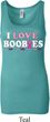 Ladies Breast Cancer Tanktop I Love Boobies Longer Length Tank Top