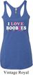 Ladies Breast Cancer Tanktop I Love Boobies Tri Blend Racerback Tank