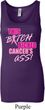 Ladies Breast Cancer Tanktop Kicked Cancers Ass Longer Length Tank Top