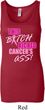 Ladies Breast Cancer Tanktop Kicked Cancers Ass Longer Length Tank Top
