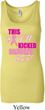 Ladies Breast Cancer Tanktop Kicked Cancers Ass Longer Length Tank Top