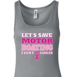 Ladies Breast Cancer Tanktop Motor Boating Longer Length Tank Top