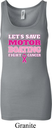 Ladies Breast Cancer Tanktop Motor Boating Longer Length Tank Top