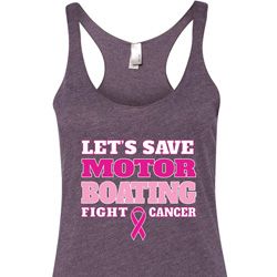 Ladies Breast Cancer Tanktop Motor Boating Tri Blend Racerback Tank