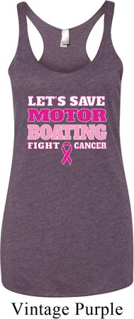 Ladies Breast Cancer Tanktop Motor Boating Tri Blend Racerback Tank