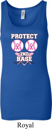 Ladies Breast Cancer Tanktop Protect 2nd Base Longer Length Tank Top