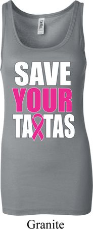 Ladies Breast Cancer Tanktop Save Your Tatas Longer Length Tank Top