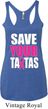 Ladies Breast Cancer Tanktop Save Your Tatas Tri Blend Racerback Tank