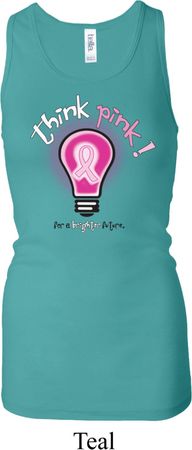 Ladies Breast Cancer Tanktop Think Pink Longer Length Racerback Tank