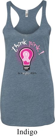 Ladies Breast Cancer Tanktop Think Pink Tri Blend Racerback Tank Top