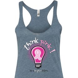 Ladies Breast Cancer Tanktop Think Pink Tri Blend Racerback Tank Top