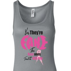 Ladies Breast Cancer Tanktop Yes, They're Fake Longer Length Tank Top
