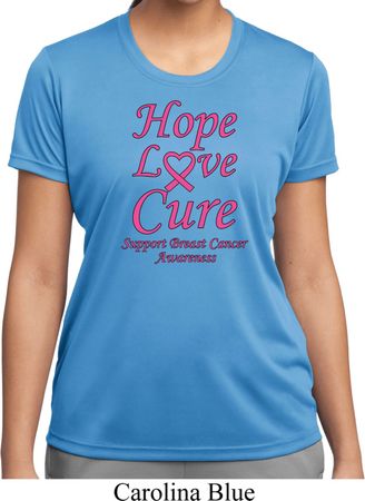 Ladies Breast Cancer Tee Hope Love Cure Dry Wicking T-shirt