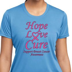 Ladies Breast Cancer Tee Hope Love Cure Dry Wicking T-shirt
