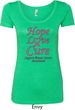 Ladies Breast Cancer Tee Hope Love Cure Scoop Neck