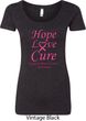 Ladies Breast Cancer Tee Hope Love Cure Scoop Neck