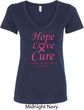 Ladies Breast Cancer Tee Hope Love Cure V-Neck