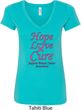 Ladies Breast Cancer Tee Hope Love Cure V-Neck