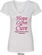 Ladies Breast Cancer Tee Hope Love Cure V-Neck