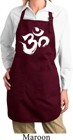 Ladies Brushstroke Aum Full Length Apron with Pockets