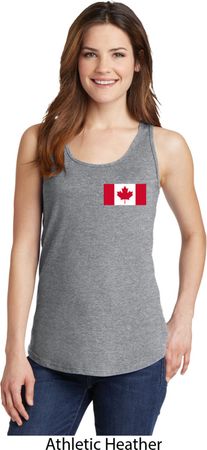 Ladies Canada Tank Top Canadian Flag Pocket Print Tanktop