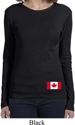 Ladies Canada Tee Canadian Flag Bottom Print Long Sleeve