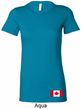 Ladies Canada Tee Canadian Flag Bottom Print Longer Length Shirt