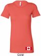 Ladies Canada Tee Canadian Flag Bottom Print Longer Length Shirt
