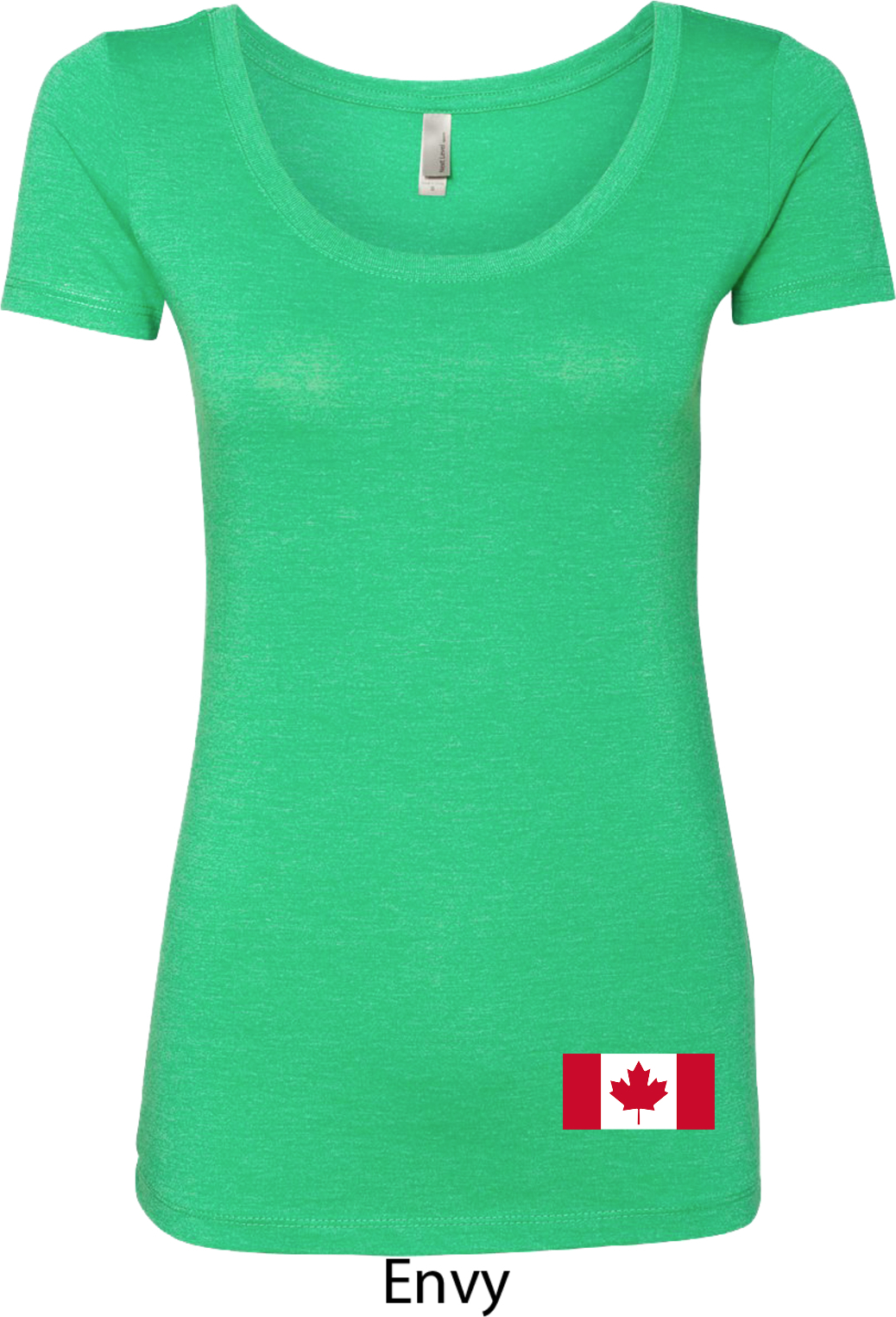 Ladies Canada Tee Canadian Flag Bottom Print Scoop Neck Canadian Flag