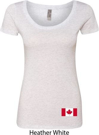 Ladies Canada Tee Canadian Flag Bottom Print Scoop Neck