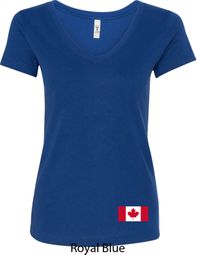 Ladies Canada Tee Canadian Flag Bottom Print V-Neck