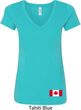 Ladies Canada Tee Canadian Flag Bottom Print V-Neck