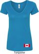Ladies Canada Tee Canadian Flag Bottom Print V-Neck