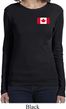 Ladies Canada Tee Canadian Flag Pocket Print Long Sleeve