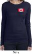 Ladies Canada Tee Canadian Flag Pocket Print Long Sleeve