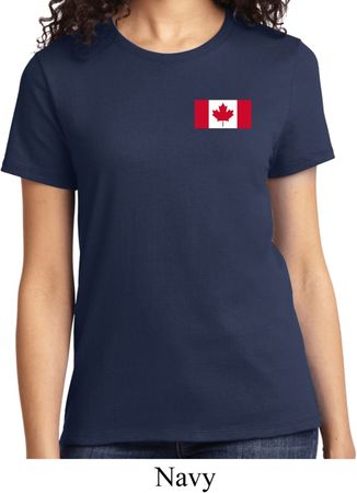 Ladies Canada Tee Canadian Flag Pocket Print T-shirt