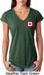 Ladies Canada Tee Canadian Flag Pocket Print Tri Blend V-neck
