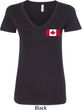 Ladies Canada Tee Canadian Flag Pocket Print V-neck Shirt