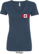 Ladies Canada Tee Canadian Flag Pocket Print V-neck Shirt