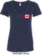 Ladies Canada Tee Canadian Flag Pocket Print V-neck Shirt