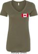 Ladies Canada Tee Canadian Flag Pocket Print V-neck Shirt