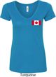 Ladies Canada Tee Canadian Flag Pocket Print V-neck Shirt